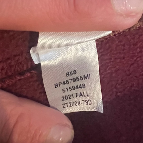 NORDSTROM BP. WOMEN’S CROPPED HOODIE JACKET, SIZE SMALL, MULTICOLOR/BURGUNDY - Picture 10 of 11